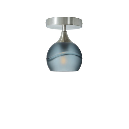 763 Semi-Flush-Bicycle Glass Co - Hotshop-Glacial-Slate Gray-Brushed Nickel-Bicycle Glass Co