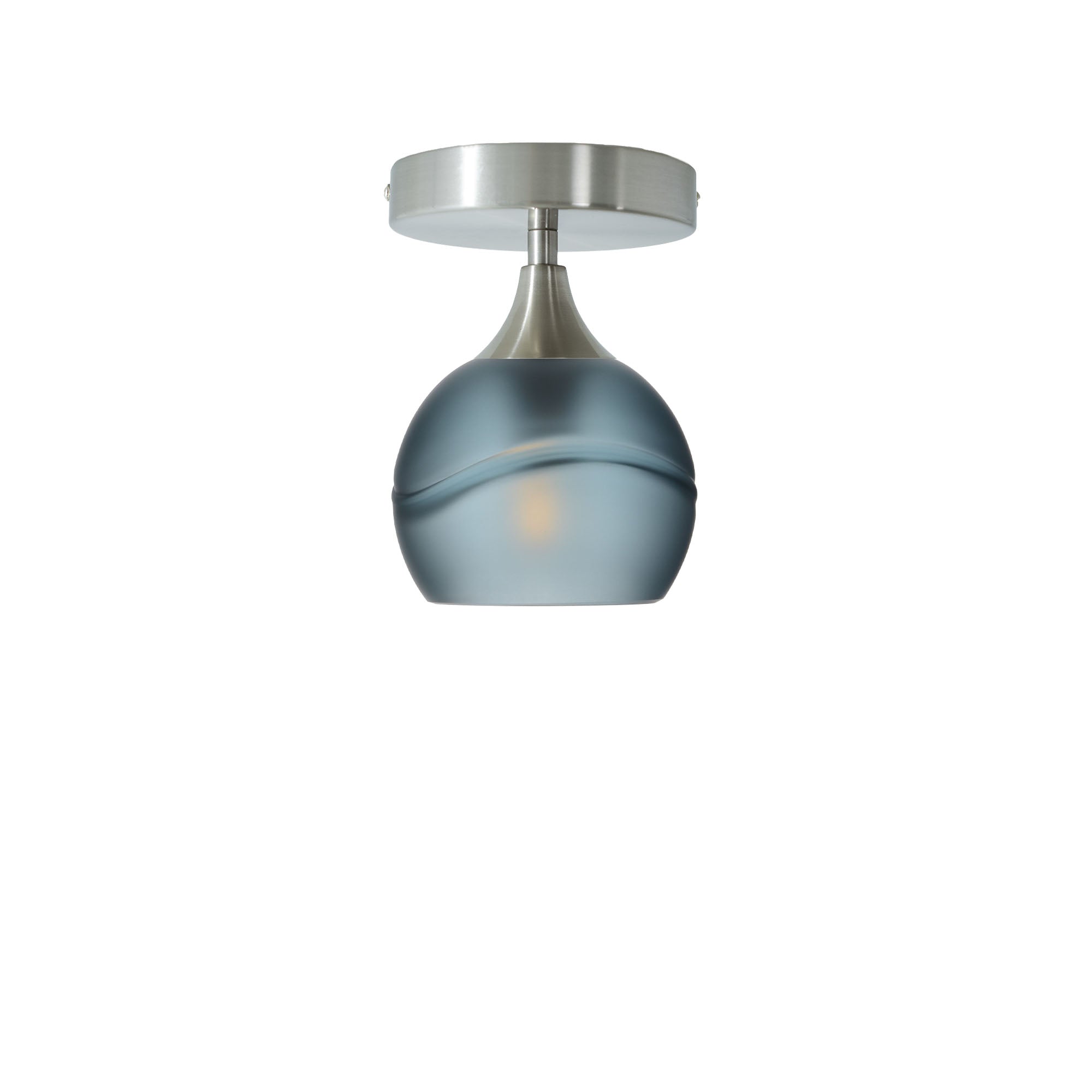763 Semi-Flush-Bicycle Glass Co - Hotshop-Glacial-Slate Gray-Brushed Nickel-Bicycle Glass Co
