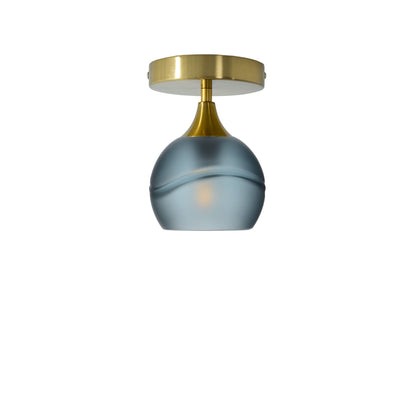 763 Semi-Flush-Bicycle Glass Co - Hotshop-Glacial-Slate Gray-Polished Brass-Bicycle Glass Co