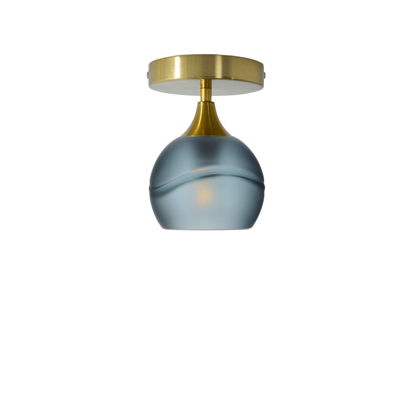 763 Semi-Flush-Bicycle Glass Co - Hotshop-Glacial-Slate Gray-Polished Brass-Bicycle Glass Co