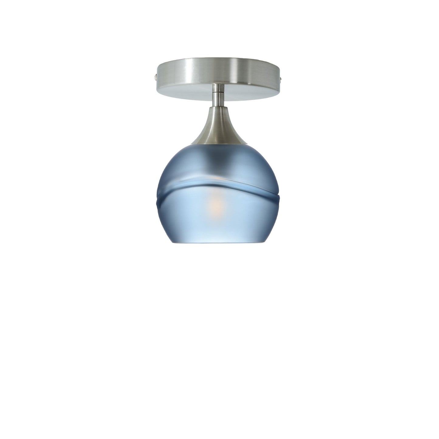 763 Semi-Flush-Bicycle Glass Co - Hotshop-Glacial-Steel Blue-Brushed Nickel-Bicycle Glass Co