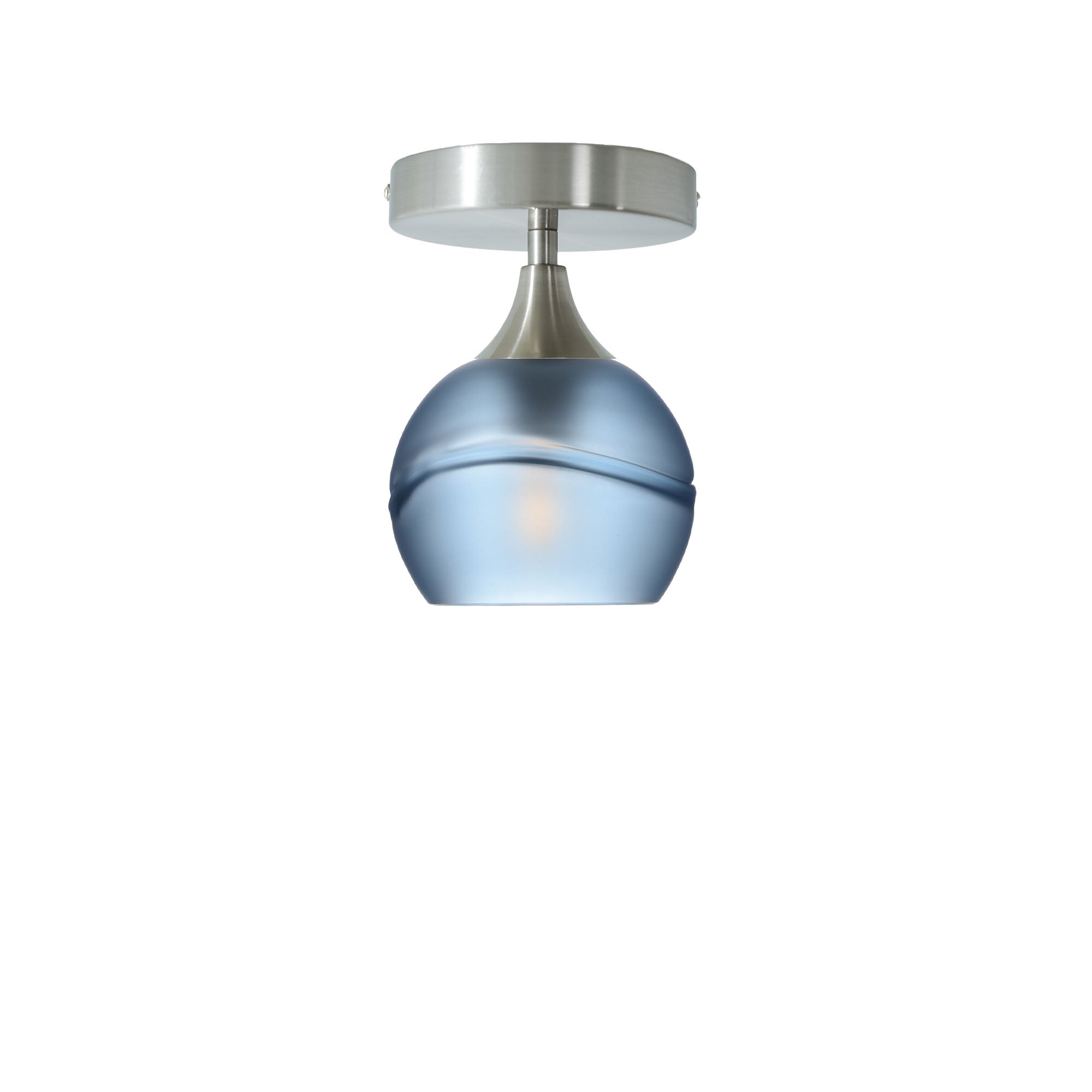763 Semi-Flush-Bicycle Glass Co - Hotshop-Glacial-Steel Blue-Brushed Nickel-Bicycle Glass Co