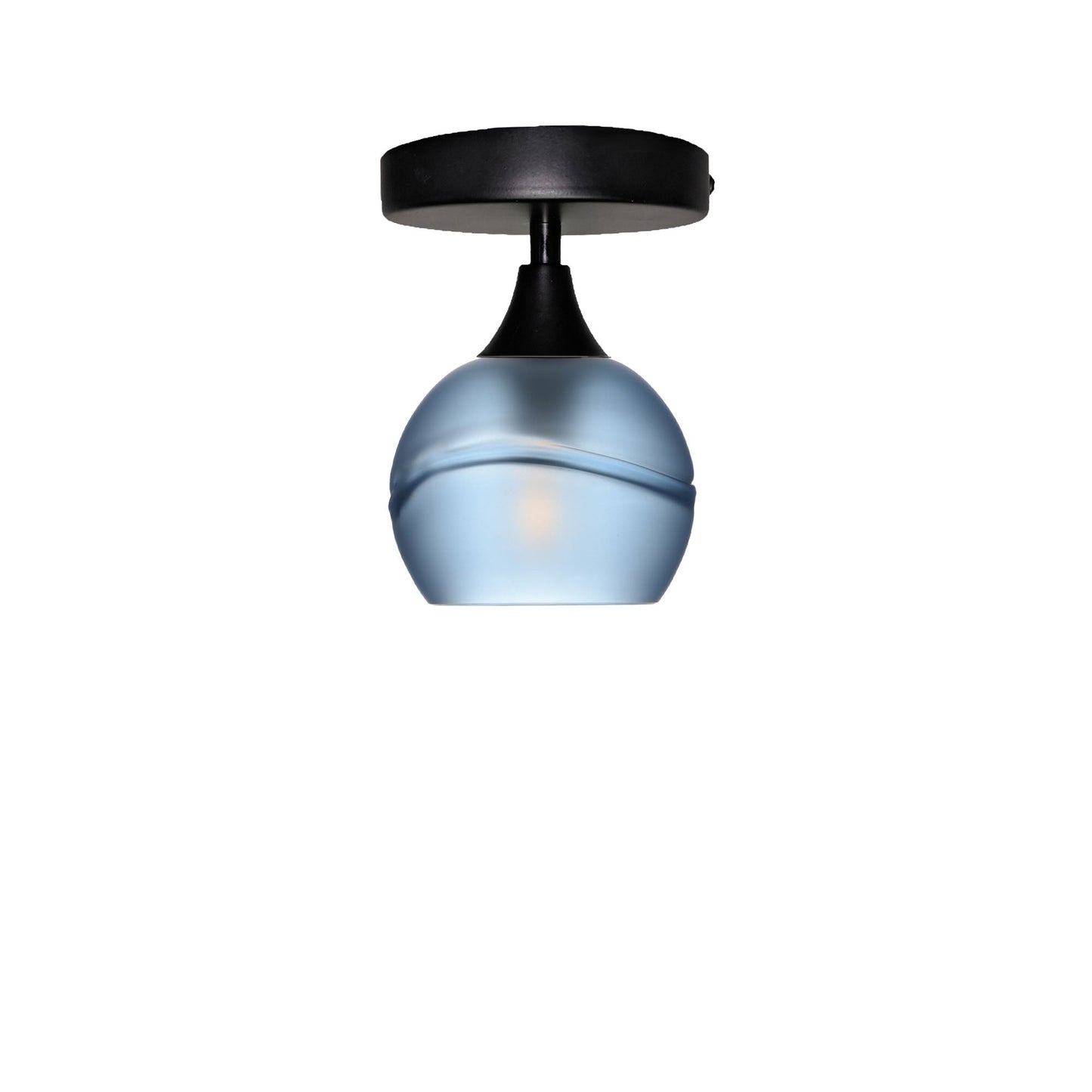 763 Semi-Flush-Bicycle Glass Co - Hotshop-Glacial-Steel Blue-Matte Black-Bicycle Glass Co