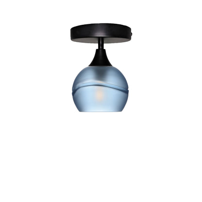 763 Semi-Flush-Bicycle Glass Co - Hotshop-Glacial-Steel Blue-Matte Black-Bicycle Glass Co