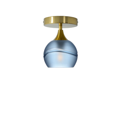 763 Semi-Flush-Bicycle Glass Co - Hotshop-Glacial-Steel Blue-Polished Brass-Bicycle Glass Co