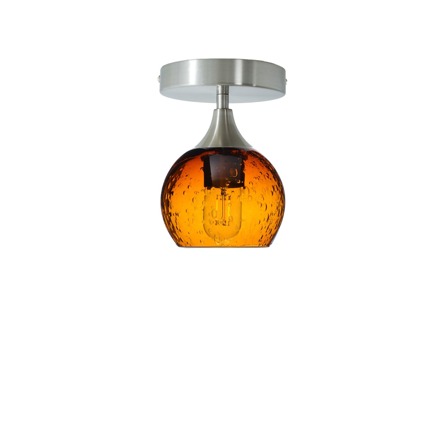 763 Semi-Flush-Bicycle Glass Co - Hotshop-Lunar-Golden Amber-Brushed Nickel-Bicycle Glass Co