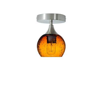 763 Semi-Flush-Bicycle Glass Co - Hotshop-Lunar-Golden Amber-Brushed Nickel-Bicycle Glass Co