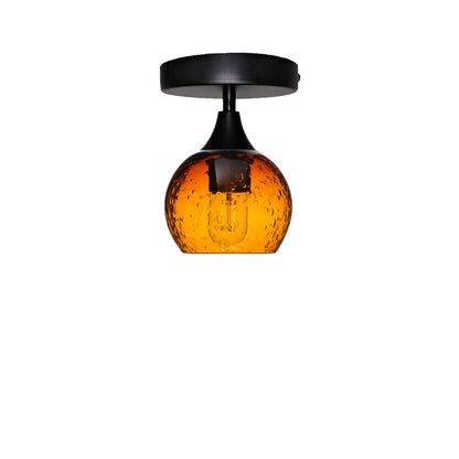 763 Semi-Flush-Bicycle Glass Co - Hotshop-Lunar-Golden Amber-Matte Black-Bicycle Glass Co
