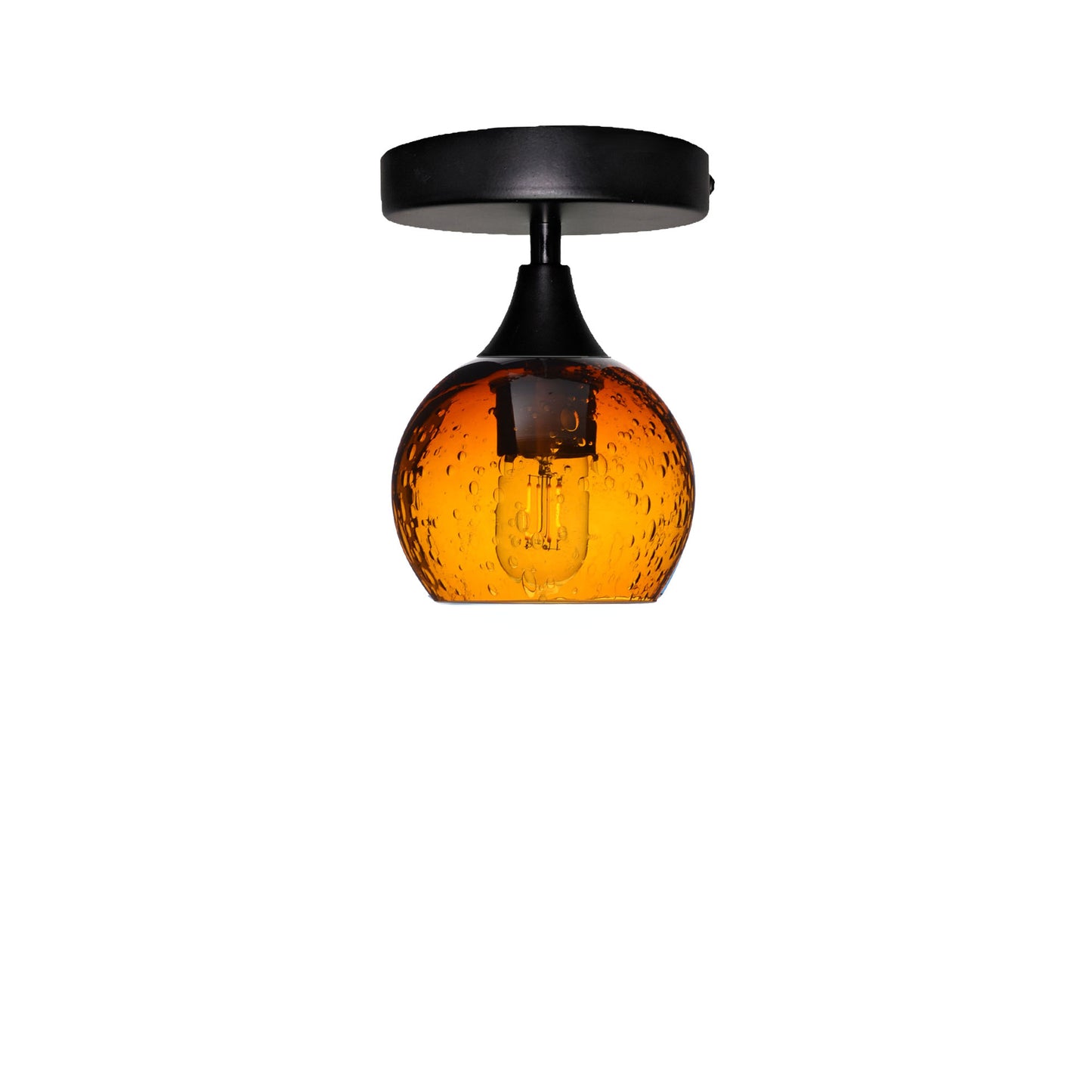 763 Semi-Flush-Bicycle Glass Co - Hotshop-Lunar-Golden Amber-Matte Black-Bicycle Glass Co