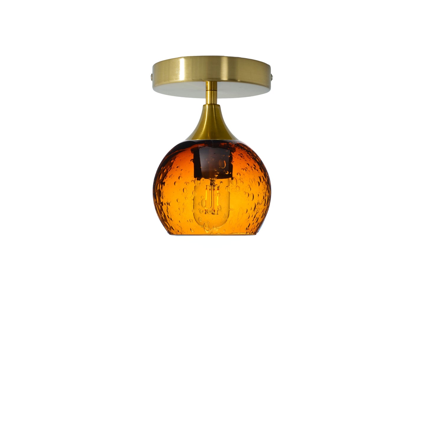 763 Semi-Flush-Bicycle Glass Co - Hotshop-Lunar-Golden Amber-Polished Brass-Bicycle Glass Co