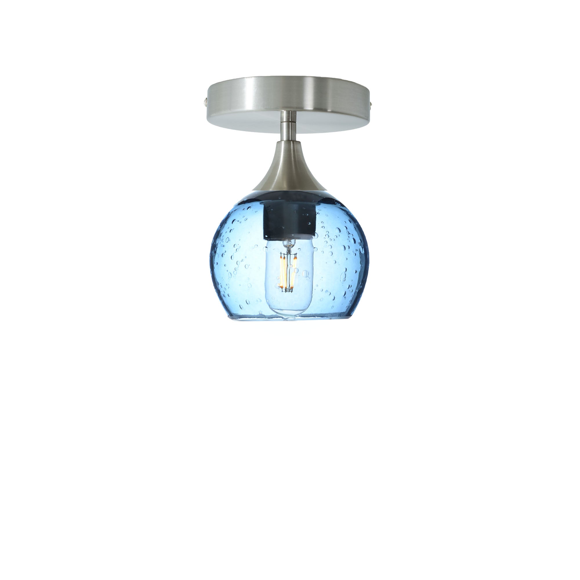 763 Semi-Flush-Bicycle Glass Co - Hotshop-Lunar-Steel Blue-Brushed Nickel-Bicycle Glass Co