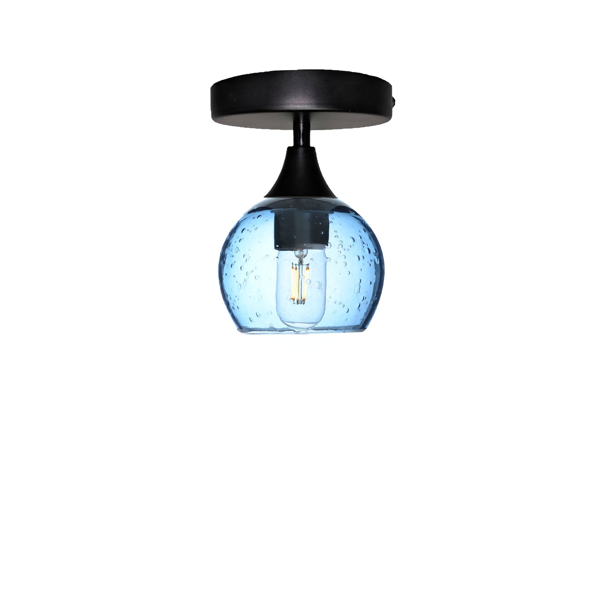 763 Semi-Flush-Bicycle Glass Co - Hotshop-Lunar-Steel Blue-Matte Black-Bicycle Glass Co