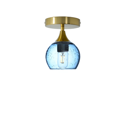 763 Semi-Flush-Bicycle Glass Co - Hotshop-Lunar-Steel Blue-Polished Brass-Bicycle Glass Co