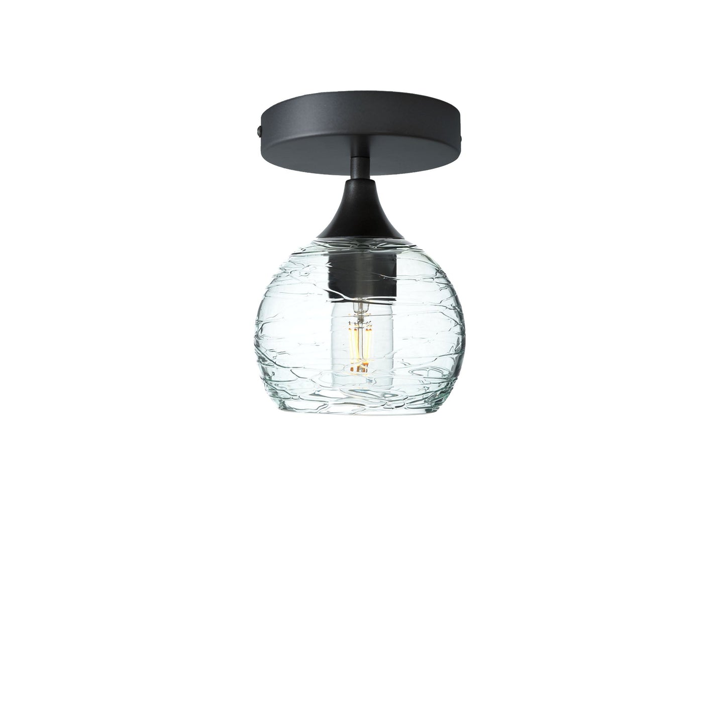 763 Semi-Flush-Bicycle Glass Co - Hotshop-Spun-Eco Clear-Antique Bronze-Bicycle Glass Co