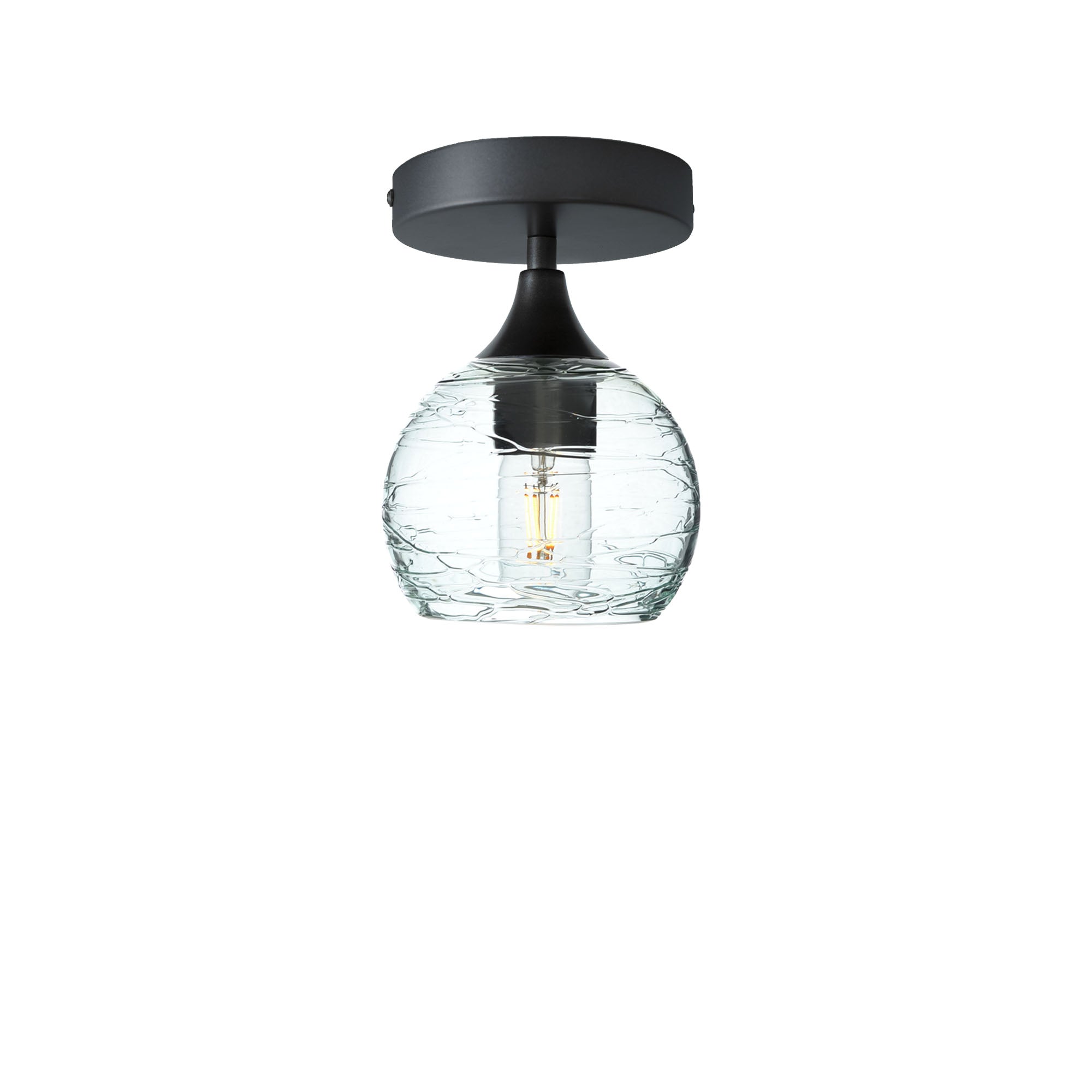 763 Semi-Flush-Bicycle Glass Co - Hotshop-Spun-Eco Clear-Antique Bronze-Bicycle Glass Co