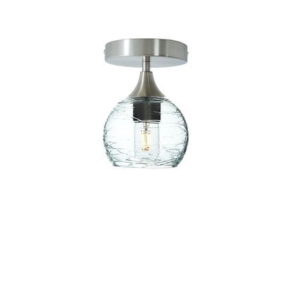 763 Semi-Flush-Bicycle Glass Co - Hotshop-Spun-Eco Clear-Brushed Nickel-Bicycle Glass Co