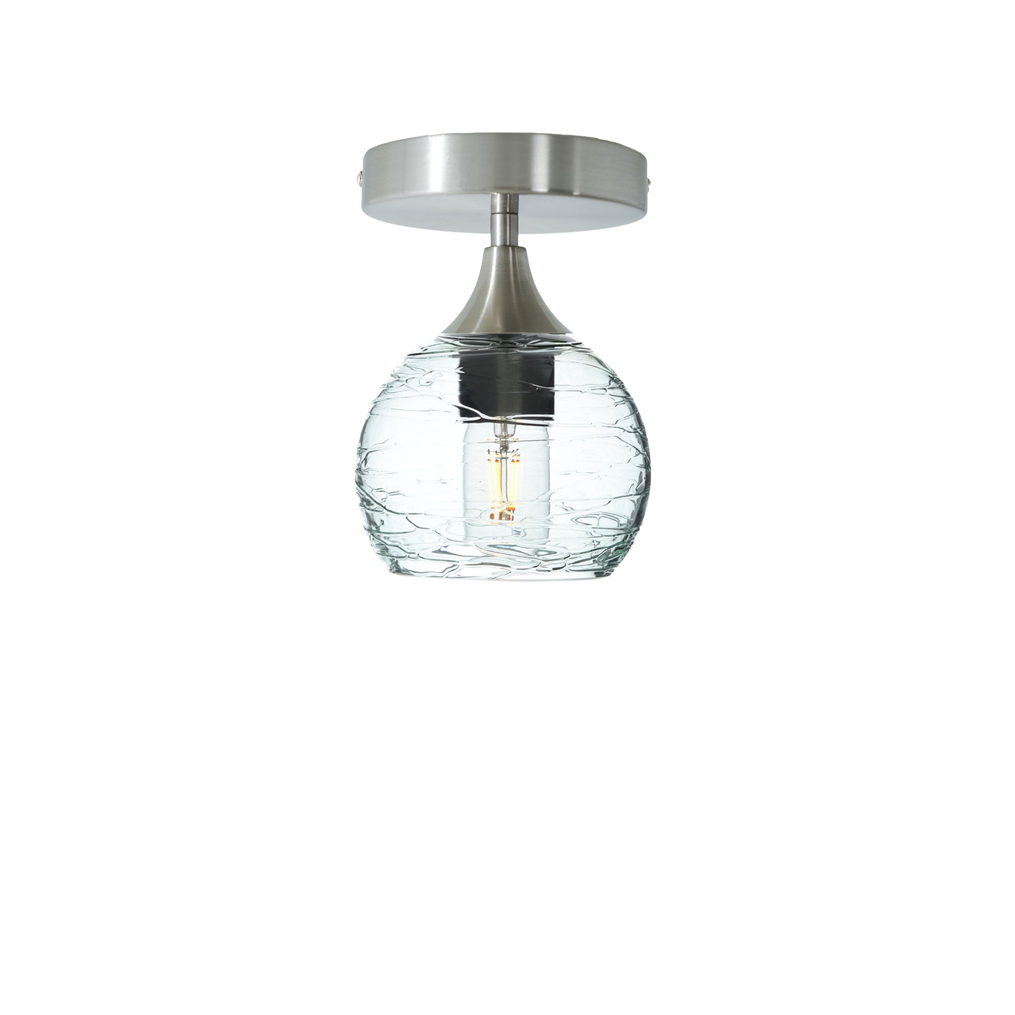 763 Semi-Flush-Bicycle Glass Co - Hotshop-Spun-Eco Clear-Brushed Nickel-Bicycle Glass Co