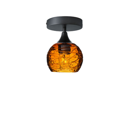 763 Semi-Flush-Bicycle Glass Co - Hotshop-Spun-Golden Amber-Antique Bronze-Bicycle Glass Co