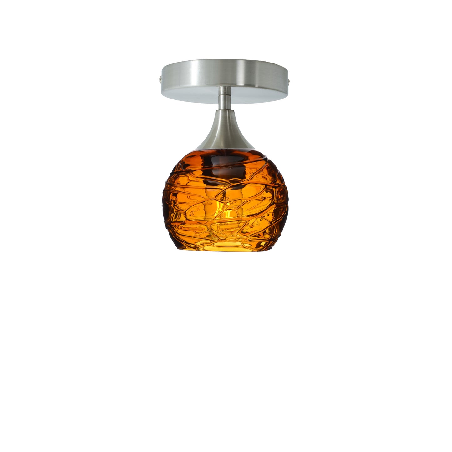 763 Semi-Flush-Bicycle Glass Co - Hotshop-Spun-Golden Amber-Brushed Nickel-Bicycle Glass Co
