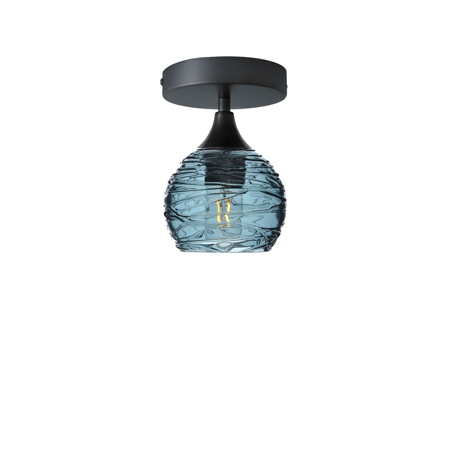 763 Semi-Flush-Bicycle Glass Co - Hotshop-Spun-Slate Gray-Antique Bronze-Bicycle Glass Co