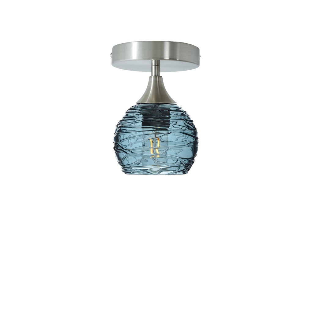 763 Semi-Flush-Bicycle Glass Co - Hotshop-Spun-Slate Gray-Brushed Nickel-Bicycle Glass Co