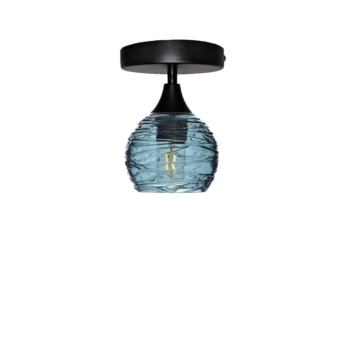 763 Semi-Flush-Bicycle Glass Co - Hotshop-Spun-Slate Gray-Matte Black-Bicycle Glass Co