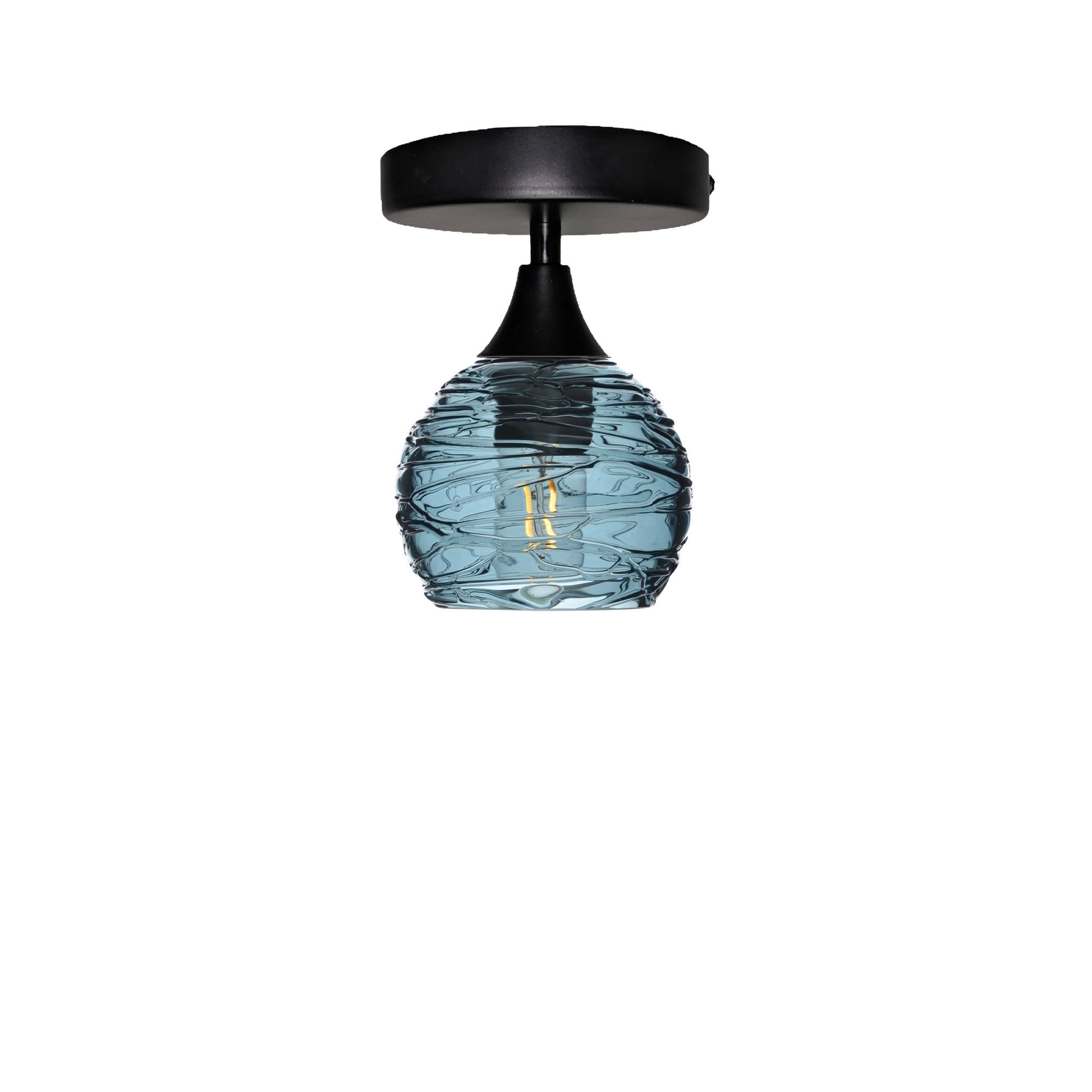 763 Semi-Flush-Bicycle Glass Co - Hotshop-Spun-Slate Gray-Matte Black-Bicycle Glass Co
