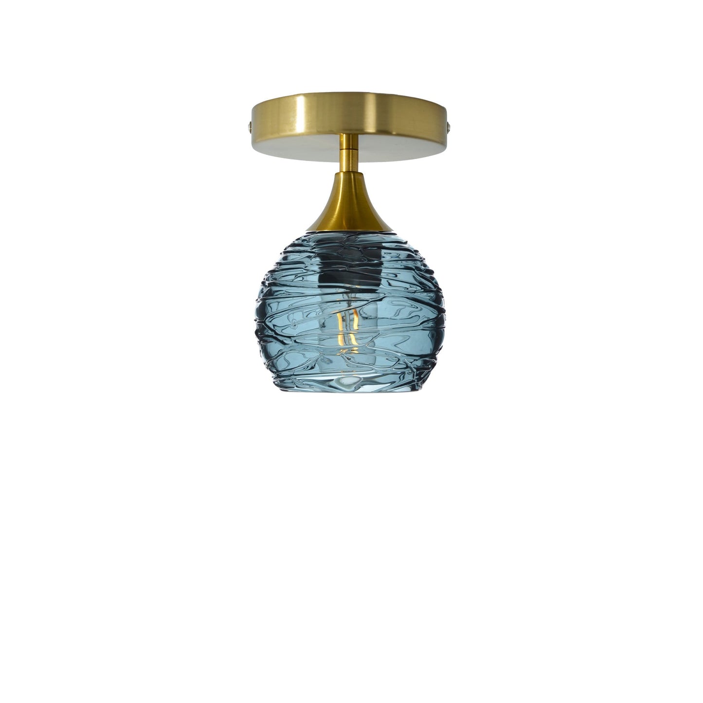763 Semi-Flush-Bicycle Glass Co - Hotshop-Spun-Slate Gray-Polished Brass-Bicycle Glass Co