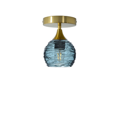 763 Semi-Flush-Bicycle Glass Co - Hotshop-Spun-Slate Gray-Polished Brass-Bicycle Glass Co