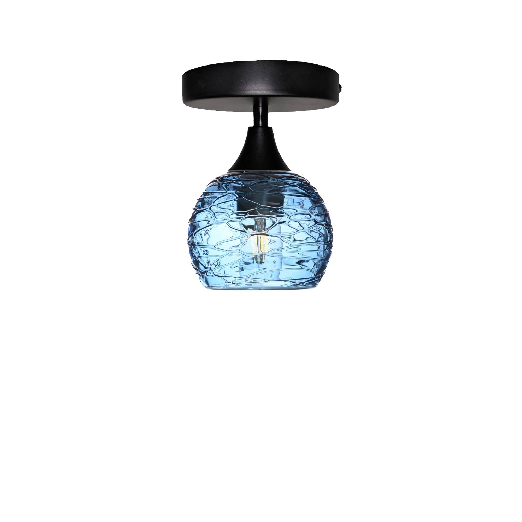 763 Semi-Flush-Bicycle Glass Co - Hotshop-Spun-Steel Blue-Matte Black-Bicycle Glass Co