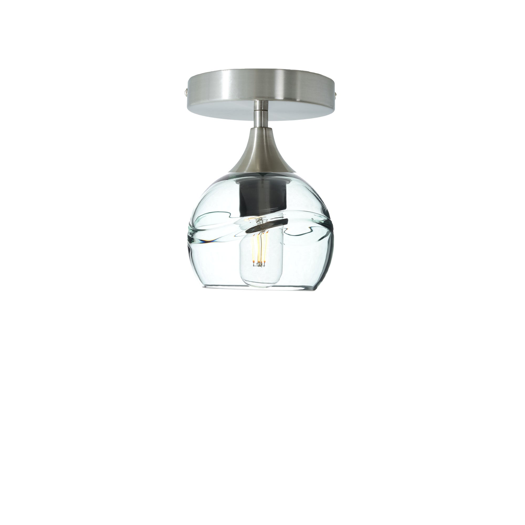 763 Semi-Flush-Bicycle Glass Co - Hotshop-Swell-Eco Clear-Brushed Nickel-Bicycle Glass Co