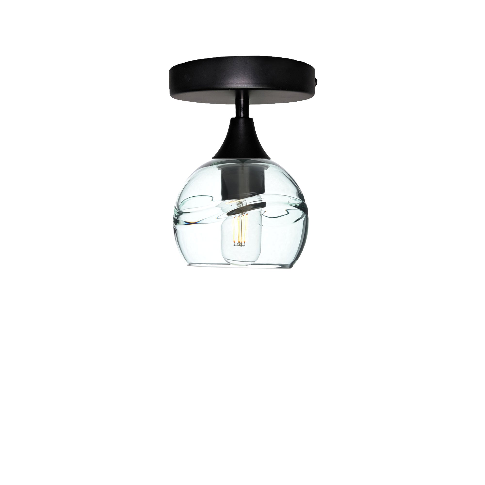 763 Semi-Flush-Bicycle Glass Co - Hotshop-Swell-Eco Clear-Matte Black-Bicycle Glass Co
