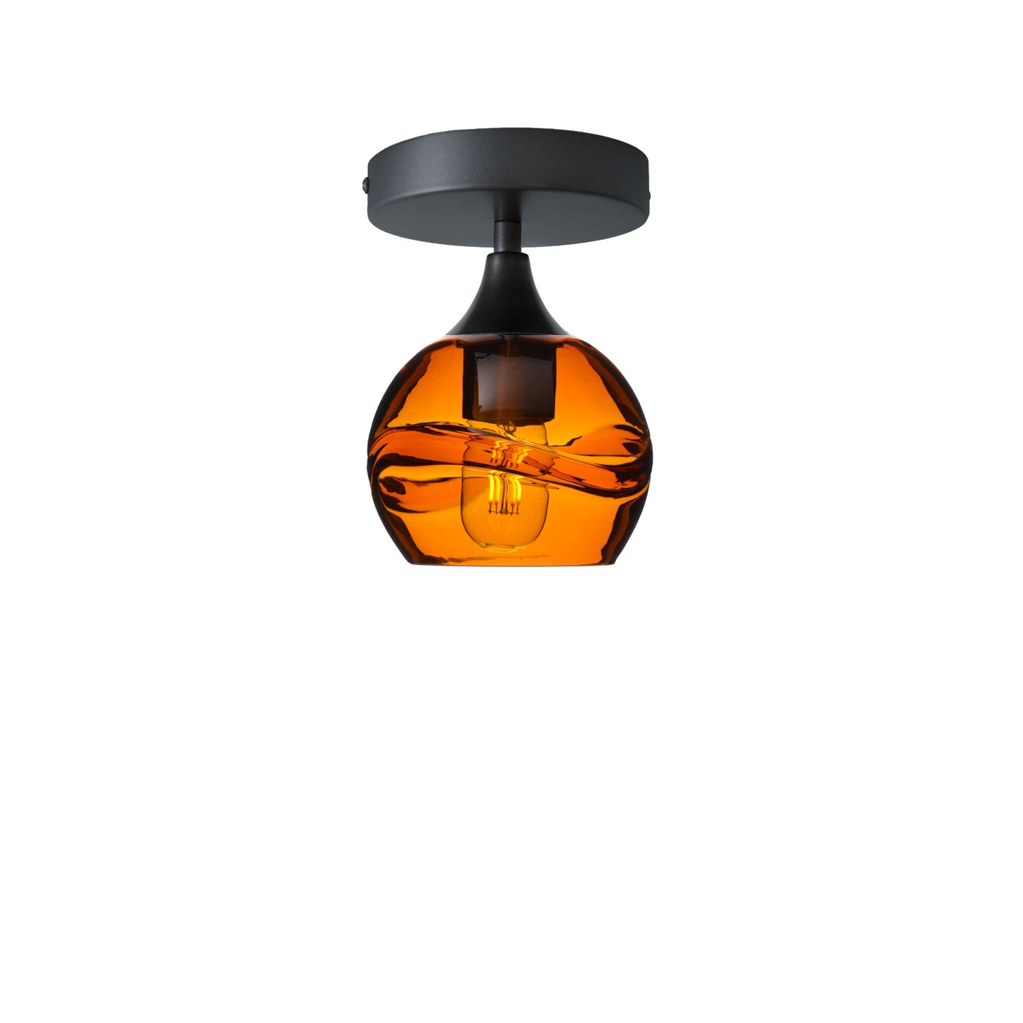 763 Semi-Flush-Bicycle Glass Co - Hotshop-Swell-Golden Amber-Antique Bronze-Bicycle Glass Co