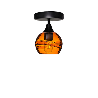 763 Semi-Flush-Bicycle Glass Co - Hotshop-Swell-Golden Amber-Matte Black-Bicycle Glass Co