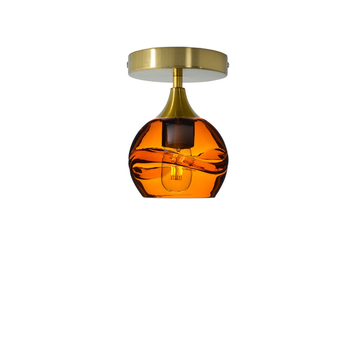 763 Semi-Flush-Bicycle Glass Co - Hotshop-Swell-Golden Amber-Polished Brass-Bicycle Glass Co