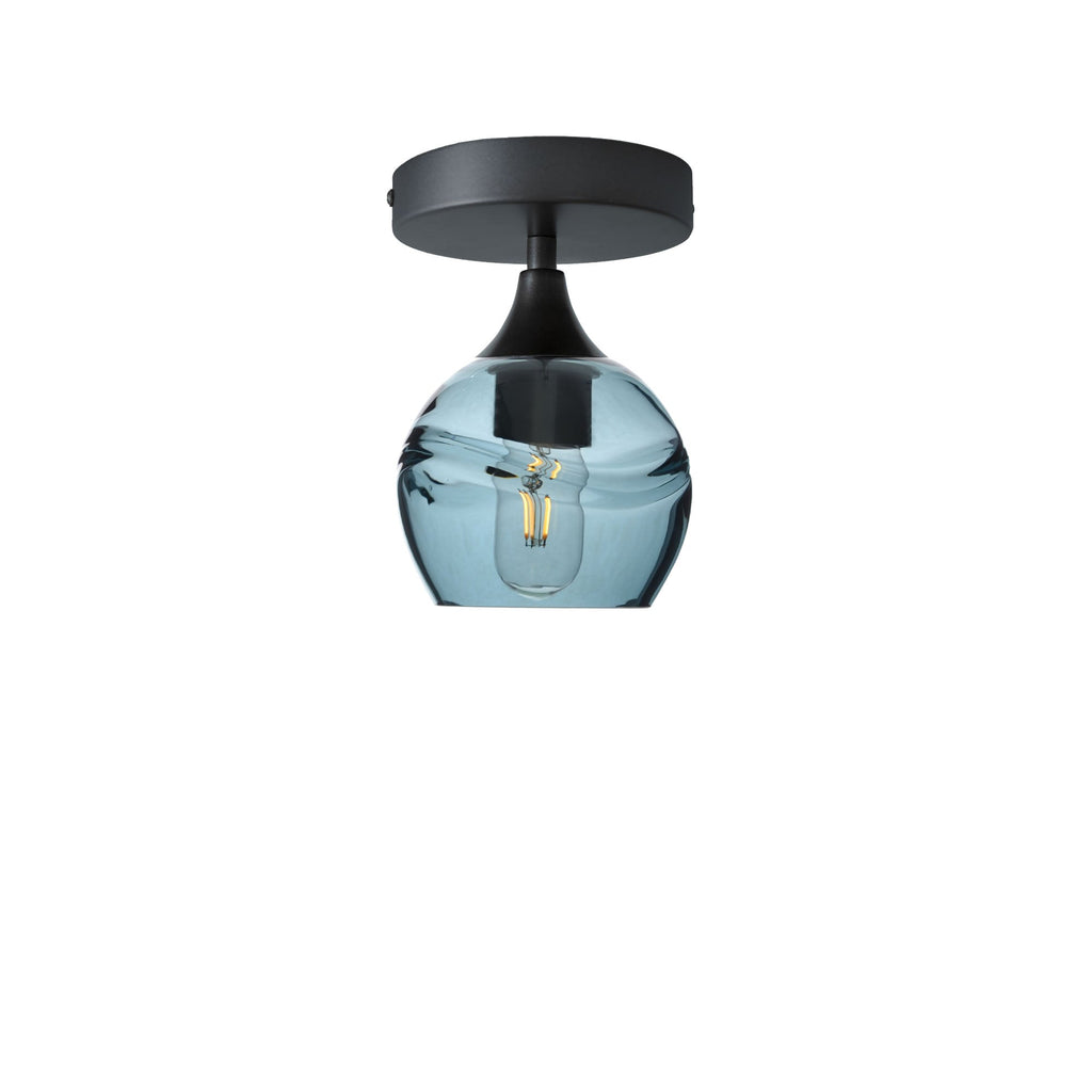 763 Semi-Flush-Bicycle Glass Co - Hotshop-Swell-Slate Gray-Antique Bronze-Bicycle Glass Co
