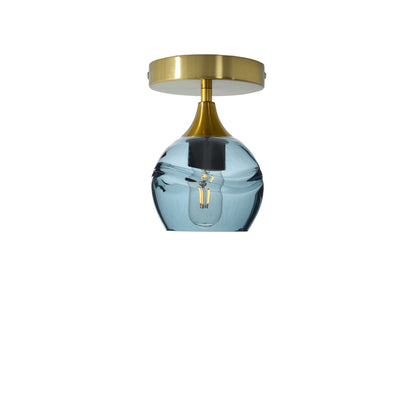 763 Semi-Flush-Bicycle Glass Co - Hotshop-Swell-Slate Gray-Polished Brass-Bicycle Glass Co