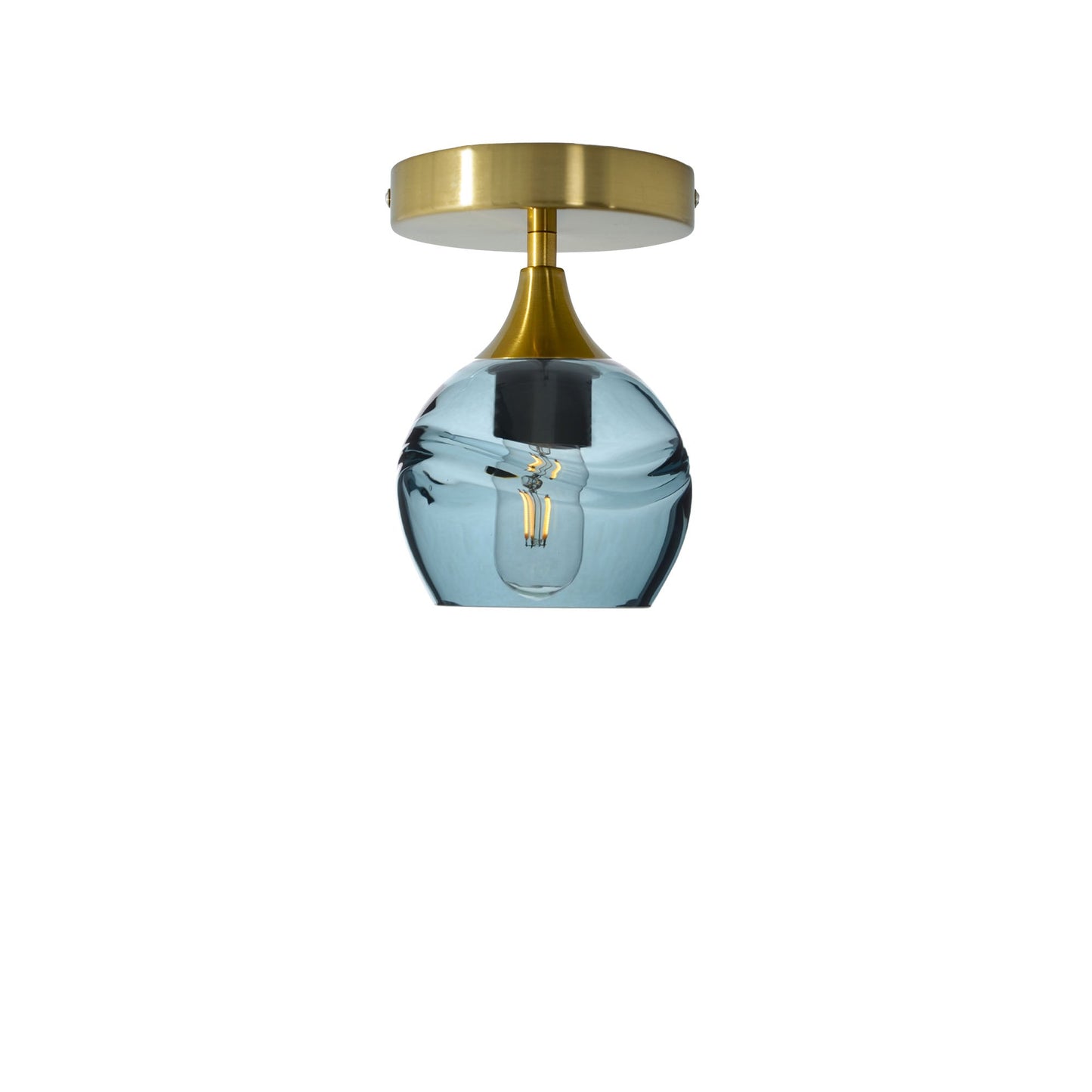 763 Semi-Flush-Bicycle Glass Co - Hotshop-Swell-Slate Gray-Polished Brass-Bicycle Glass Co