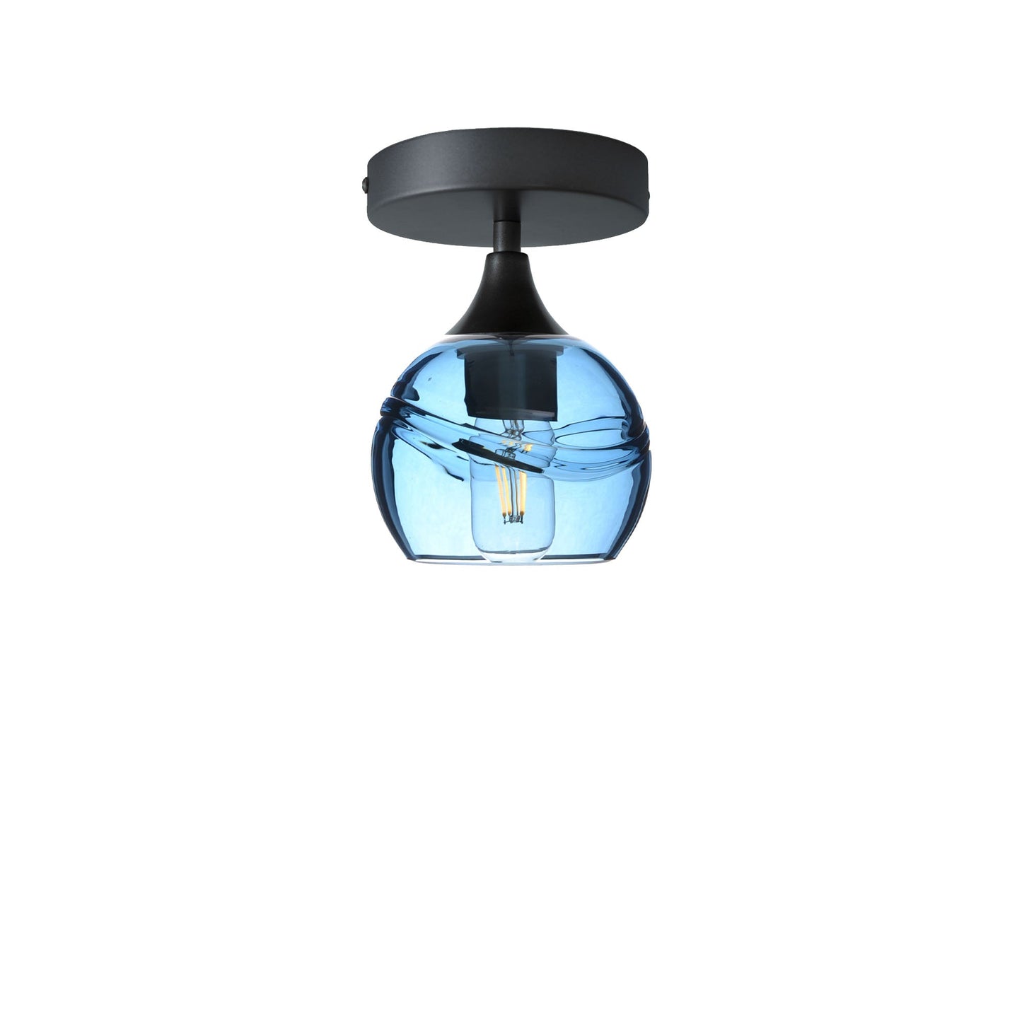 763 Semi-Flush-Bicycle Glass Co - Hotshop-Swell-Steel Blue-Antique Bronze-Bicycle Glass Co