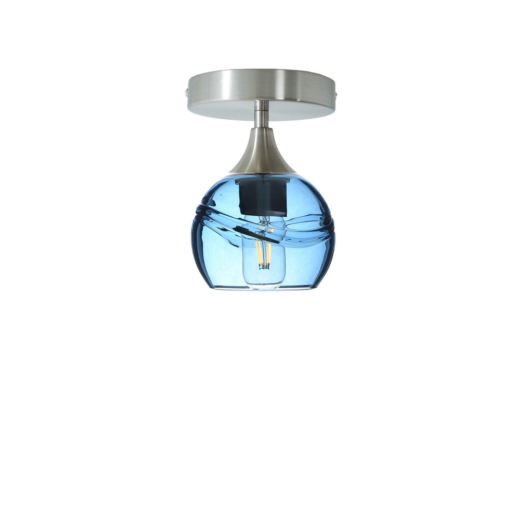 763 Semi-Flush-Bicycle Glass Co - Hotshop-Swell-Steel Blue-Brushed Nickel-Bicycle Glass Co