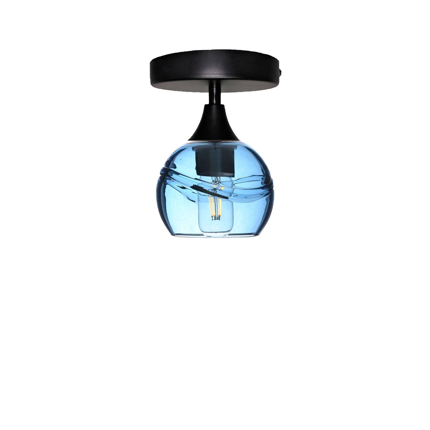 763 Semi-Flush-Bicycle Glass Co - Hotshop-Swell-Steel Blue-Matte Black-Bicycle Glass Co