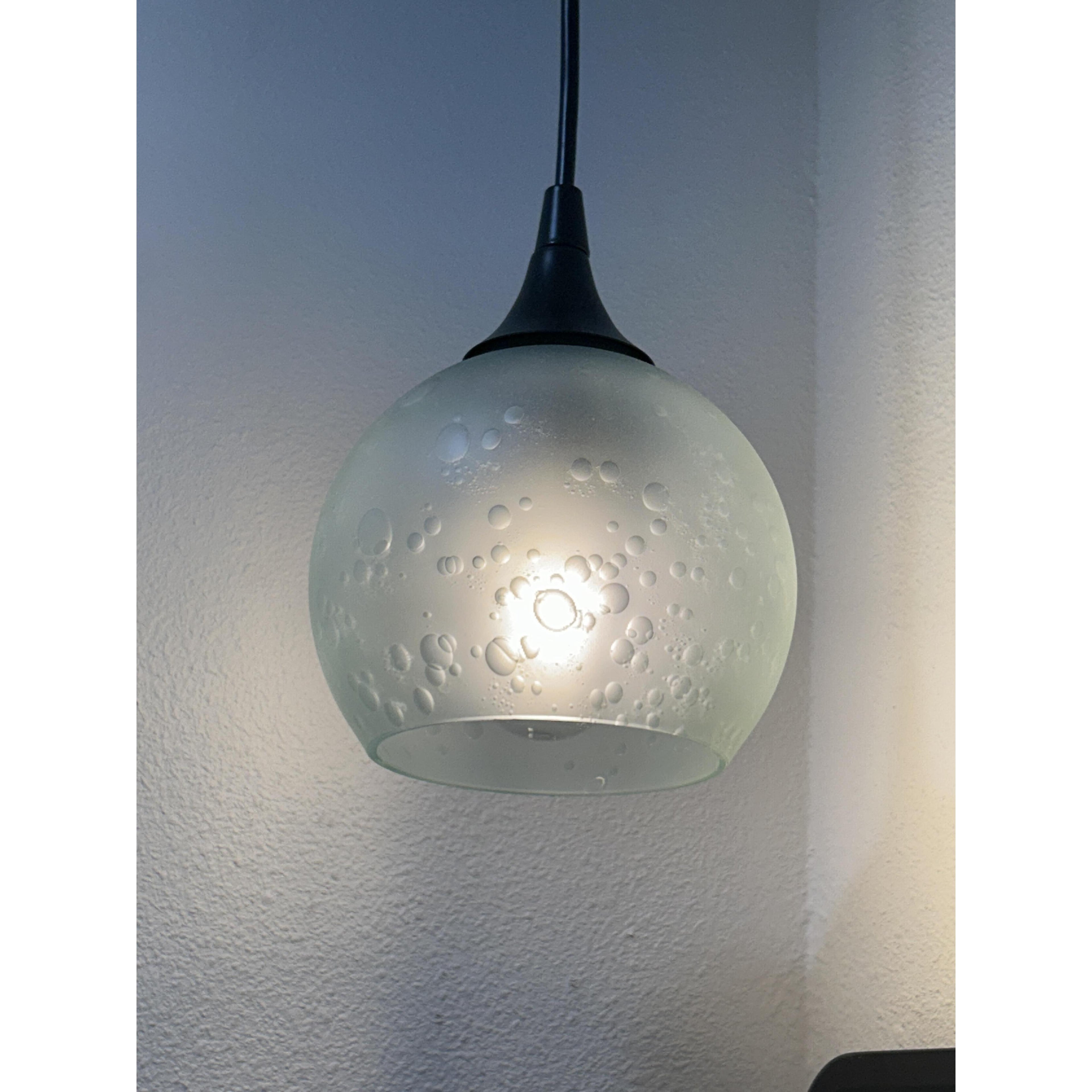 763 Single Pendant Light-Pendant Light-Bicycle Glass Co-Matte Black - 8ft Cord-Lunar-Steel Blue-Bicycle Glass Co