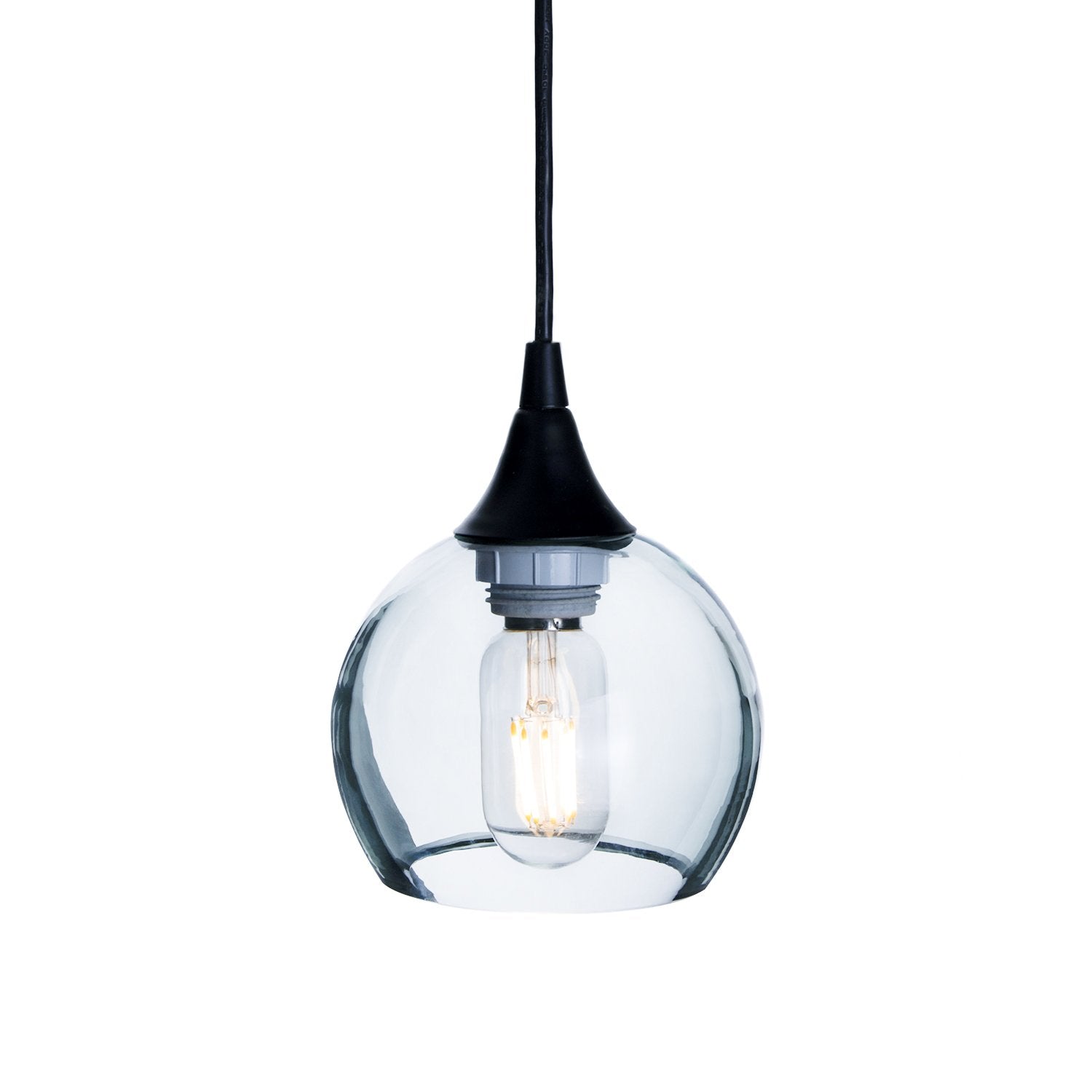 763 Single Pendant Light-Bicycle Glass Co-Matte Black - 4ft Cord-Lucent-Eco Clear-Bicycle Glass Co
