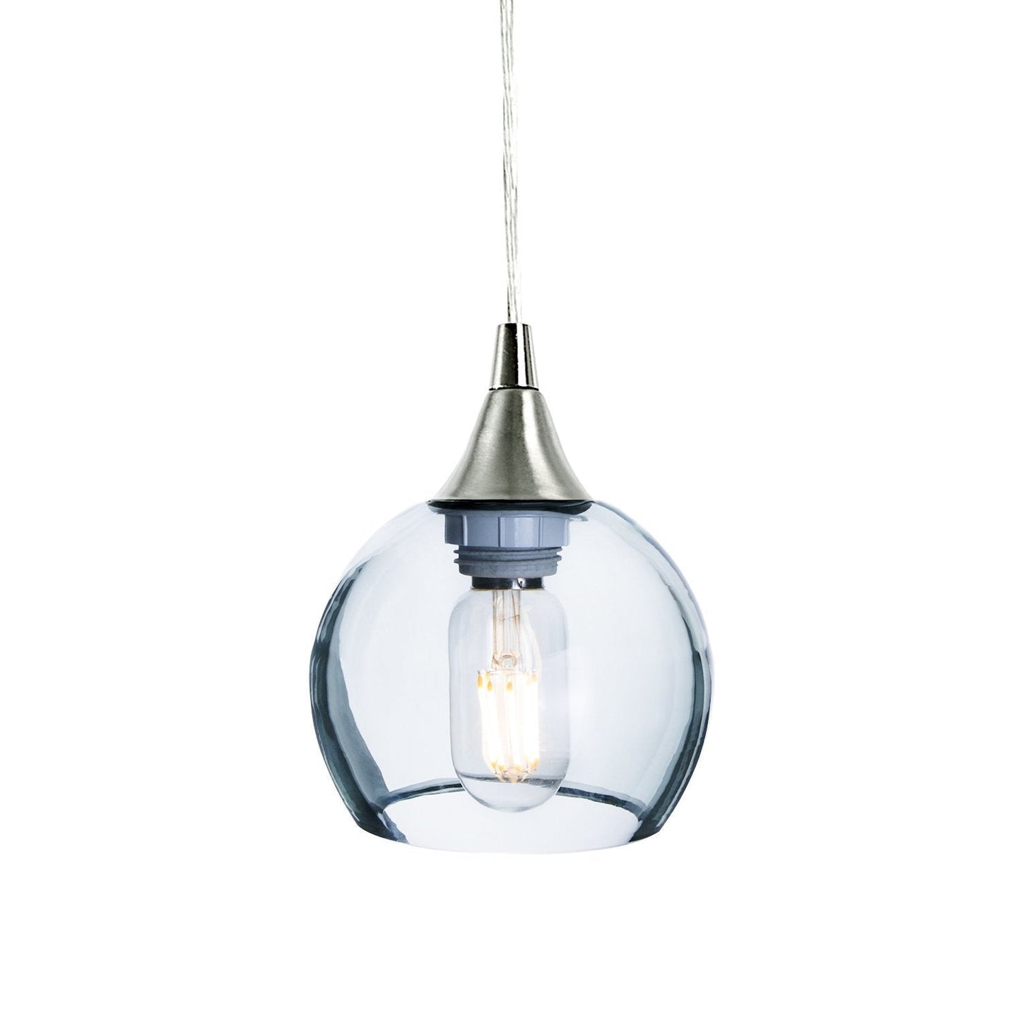 763 Single Pendant Light-Bicycle Glass Co-Brushed Nickel - 4ft Cord-Lucent-Eco Clear-Bicycle Glass Co
