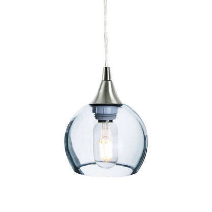 763 Single Pendant Light-Bicycle Glass Co-Brushed Nickel - 4ft Cord-Lucent-Eco Clear-Bicycle Glass Co