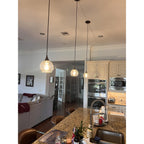 763 Single Pendant Light-Pendant Light-Bicycle Glass Co-Matte Black - 8ft Cord-Lunar-Steel Blue-Bicycle Glass Co