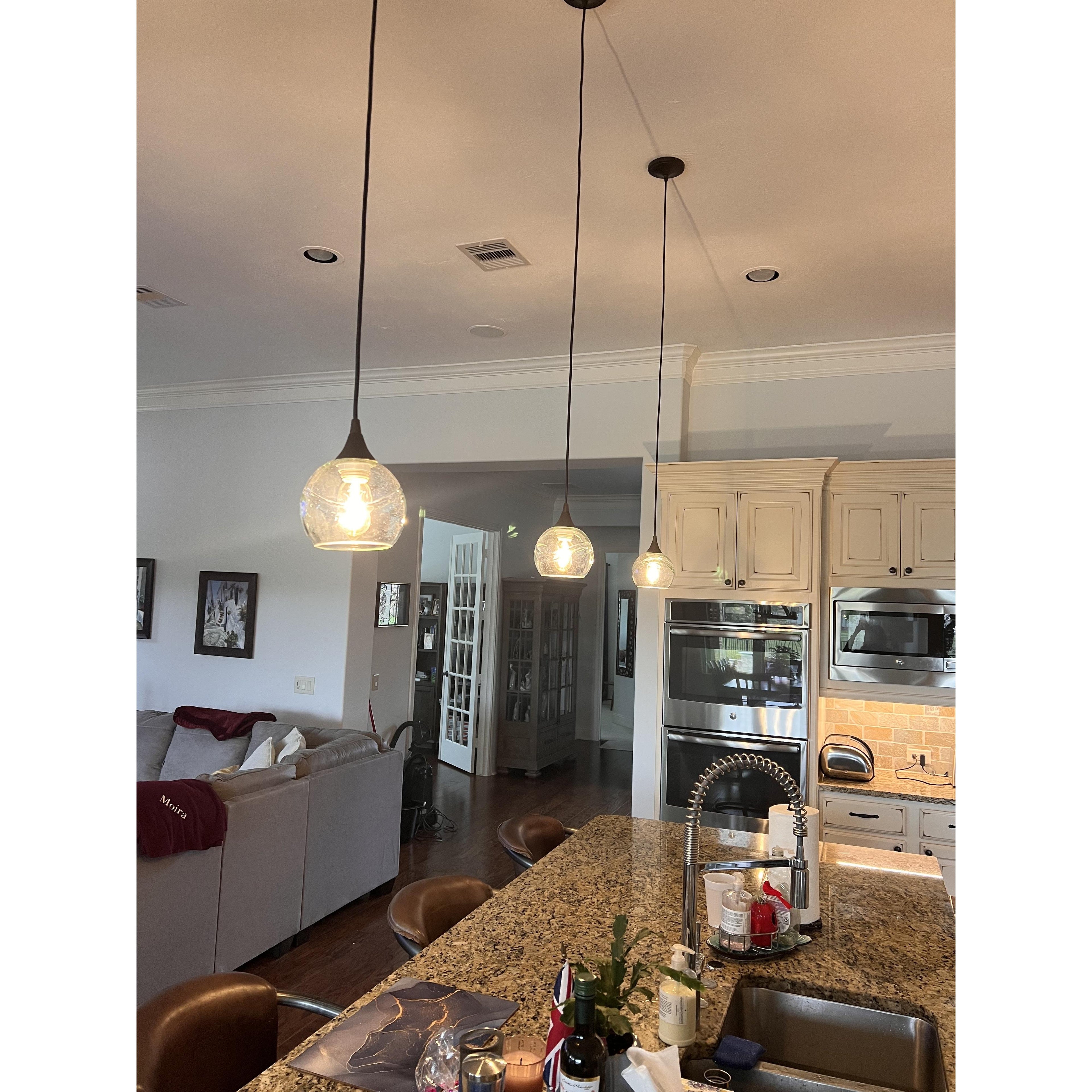 763 Single Pendant Light-Pendant Light-Bicycle Glass Co-Matte Black - 8ft Cord-Lunar-Steel Blue-Bicycle Glass Co