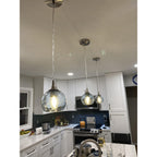 763 Single Pendant Light-Pendant Light-Bicycle Glass Co-Matte Black - 8ft Cord-Lunar-Steel Blue-Bicycle Glass Co