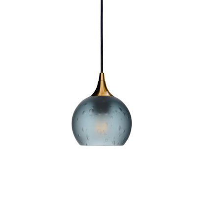 763 Single Pendant Light-Bicycle Glass Co-Polished Brass 15ft Cord + Track Mount-Celestial-Slate Gray-Bicycle Glass Co