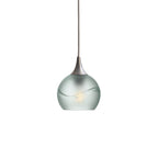 763 Single Pendant Light-Bicycle Glass Co-Brushed Nickel 15ft Cord + Track Mount-Glacial-Eco Clear-Bicycle Glass Co
